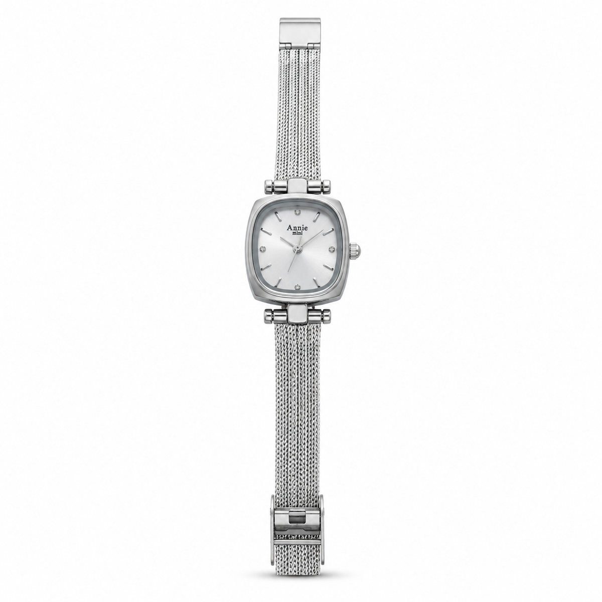 Watches Silver-Tone Square Dial Mesh Bracelet Watch for Women