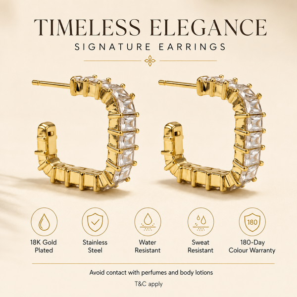 Earrings Gold-Tone Diamond Cluster Burst Earrings - House of Viya