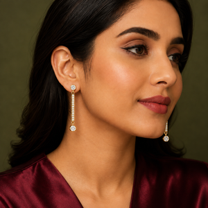 Earrings Gold-Tone Shield Crest Geometric Stone Earrings - House of Viya