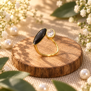 Rings Gold-Tone Polished Crystal-Studded Band Ring