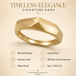 Kadas Gold-Tone Wave-Textured Broad Kada