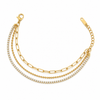 Bracelet Gold-Tone Link Chain White Crystal-Studded Designer Style