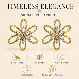 Earrings Gold-Tone Sapphire Geometric Drop Earrings - House of Viya