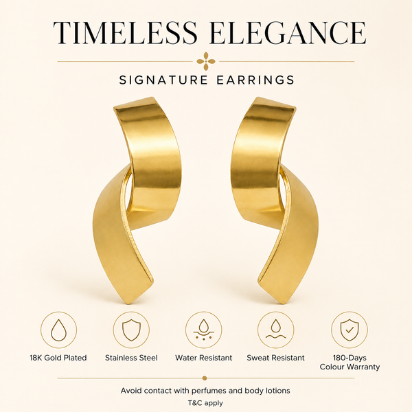 Earrings Gold-Tone Interlocking Oval Stone Earrings - House of Viya