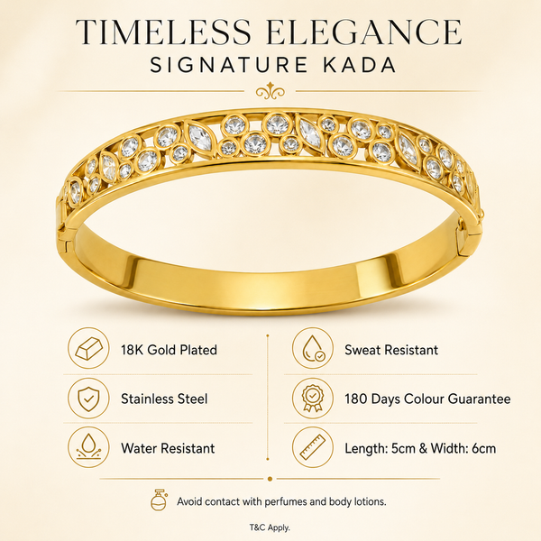 Kadas Gold-Tone Crystal-Studded Slim Kada for Women - House of Viya