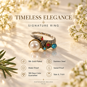 Rings Dual-Tone Polished White Stone Double-Band Ring