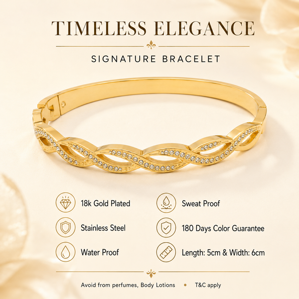 Kadas Gold-Tone Twisted Design Slim Kada for Women