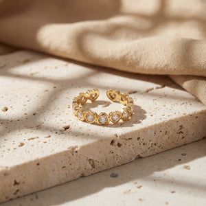Delicate CZ Eternity Band Ring | Gold Plated Sparkling Pave Full Circle Ring for Women