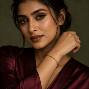 Kadas Gold-Tone Vertical Grooved Textured Kada Bangle for Women