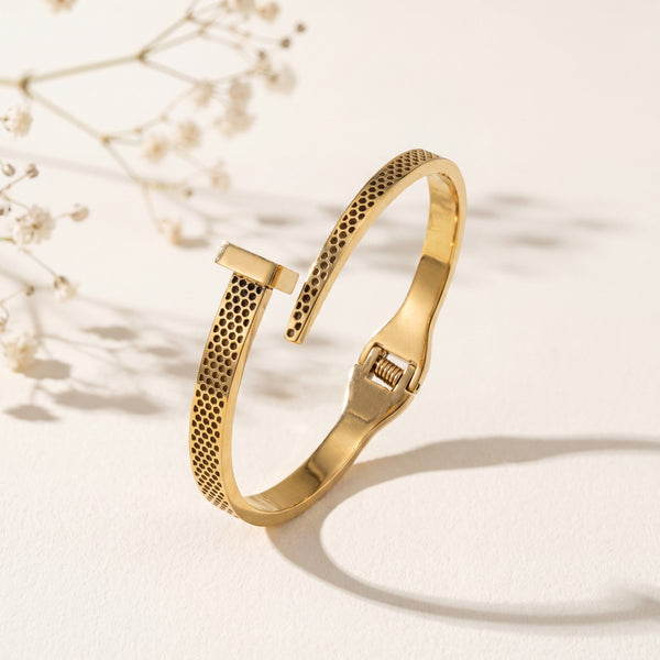 Snake Mesh Chain Nail Design Baby Kada Bangle | Gold Plated Screw Head Cuff Bracelet for Women