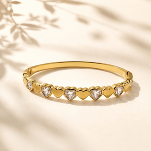 Gold Cluster Diamond Trio Oval Kada for Women | Three Stone Group Stainless Steel Ladies Bangle | Statement Festive Jewellery