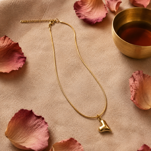 Chain 18K Gold-Plated Slim Chain with Abstract Curved Pendant - House of Viya