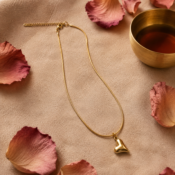Chain 18K Gold-Plated Slim Chain with Abstract Curved Pendant - House of Viya
