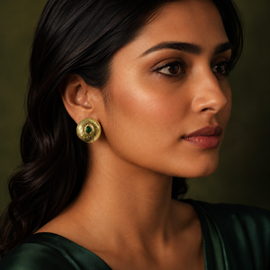 Earrings Gold-Tone Emerald Oval Hoop Earrings - House of Viya
