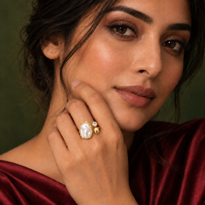Rings Dual-Tone Polished White Stone Stackable Ring