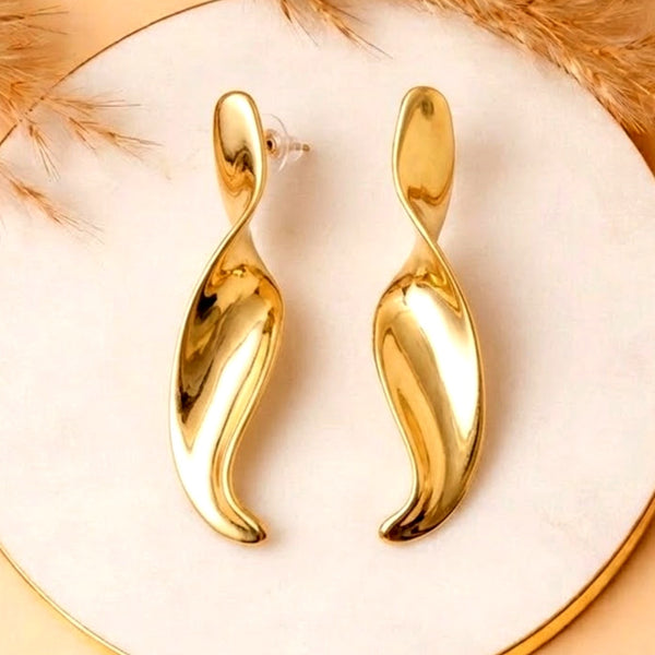Anti-Tarnish Gold Plated Spiral Earrings - 1 Pair