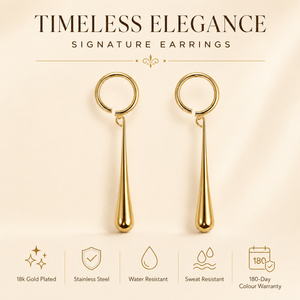 Earrings Gold-Tone Octagon Cut Stone Dangle Earrings - House of Viya