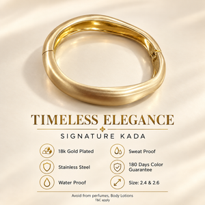 Kadas Gold-Tone Linear Broad Kada