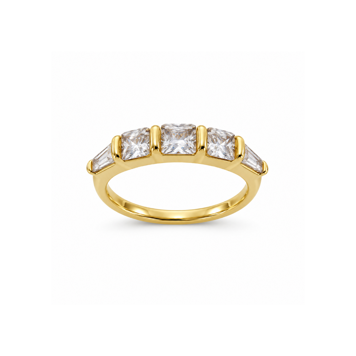 Rings Dual-Tone Polished White Stone Premium Ring