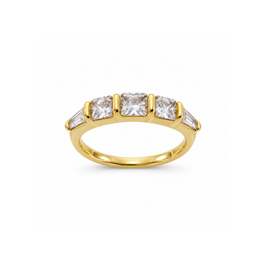 Rings Dual-Tone Polished White Stone Premium Ring