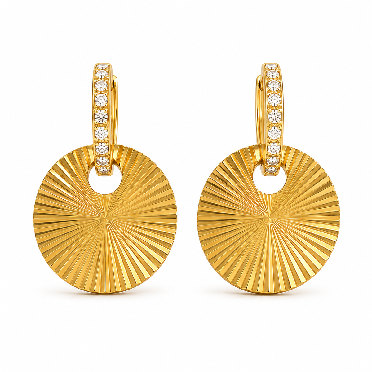 Earrings Gold-Tone Plus Sign Shaped Stone Earrings