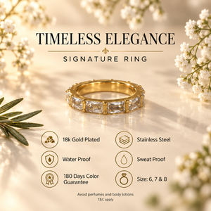 Rings Dual-Tone Polished White Stone Triple-Band Ring
