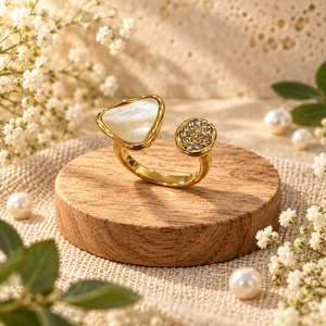 Rings Dual-Tone Polished White Stone Elegant Solitaire Ring