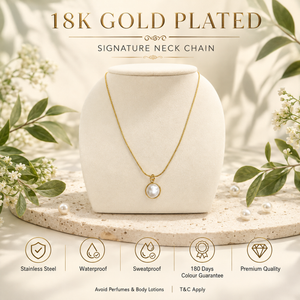 Chain 18K Gold-Plated Fine Chain with Round White Stone Charm - House of Viya