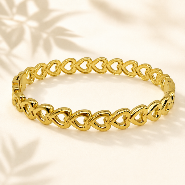 Gold Scattered Brilliant Diamond Oval Kada for Women | Prong Set Scattered Stone Stainless Steel Ladies Bangle | Contemporary Design Jewellery - House of Viya