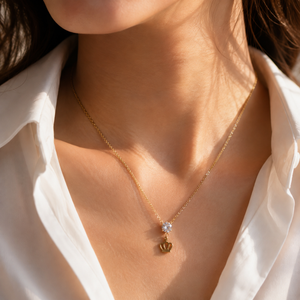 Chain 18K Gold-Plated Fine Chain with Crown Charm and Clear Round Stone - House of Viya