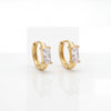 Gold Plated Baguette CZ Huggie Hoop Earrings