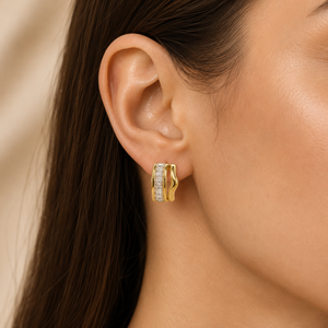 Earrings Gold-Tone Sunburst Radiating Stone Earrings - House of Viya