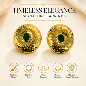 Earrings Gold-Tone Emerald Oval Hoop Earrings - House of Viya