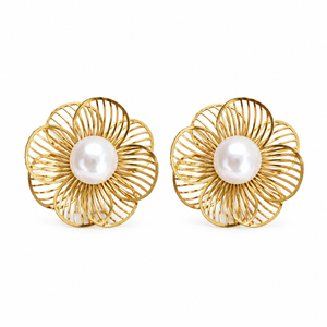Earrings Gold-Tone Trillion Crystal Cluster Earrings - House of Viya