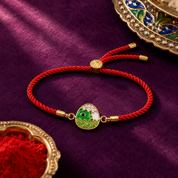 Rakhi Stone-Studded Dinosaur Egg Motif Kids Rakhi