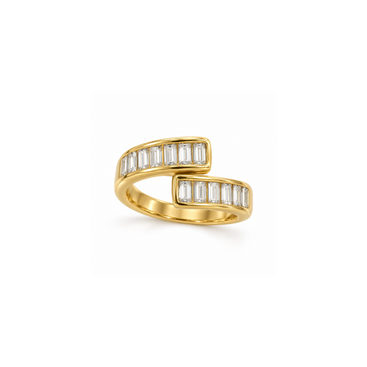 Rings Dual-Tone Polished White Stone Twisted Ring