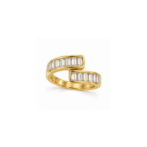 Rings Dual-Tone Polished White Stone Twisted Ring
