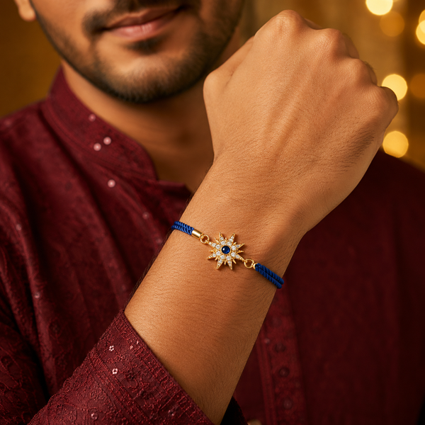 Rakhi Stone-Studded Starburst Motif Charm Rakhi