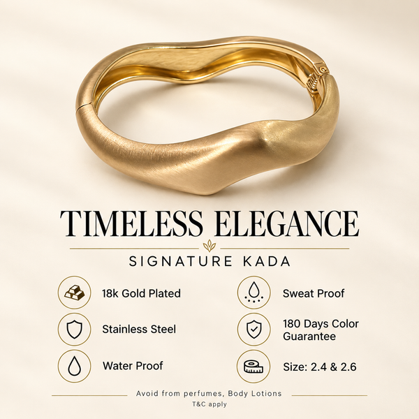 Kadas Gold-Tone Etched Broad Kada