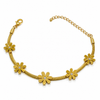 Gold Plated Snake Chain Bracelet with Multiple Daisy Flower Charm Stations and Lobster Clasp