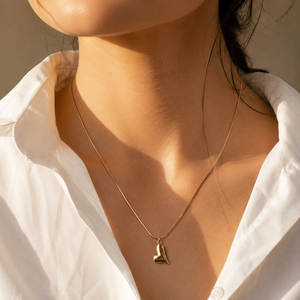 Chain 18K Gold-Plated Slim Chain with Abstract Curved Pendant - House of Viya