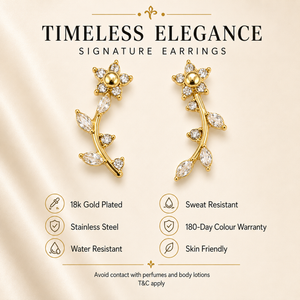 Earrings Gold-Tone Floral Leaf Ear-Climber Earrings