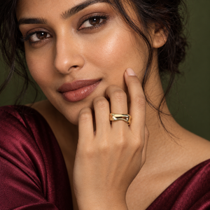 Anti tranish Gold plated Monarch Octagone facedRing for adults - 1PC