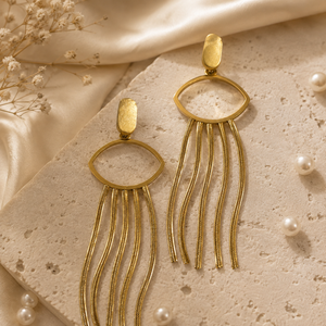 Earrings Gold-Tone Radiant Rectangular Drop Earrings - House of Viya