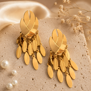 Earrings Gold-Tone Triangle Geometric Crystal Earrings - House of Viya