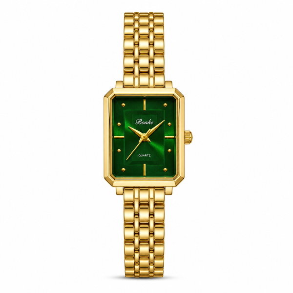 Watches Gold-Tone Rectangular Green Dial Minimal Chain Bracelet Watch for Women - House of Viya