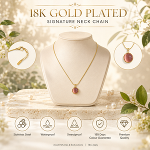 Chain 18K Gold-Plated Fine Snake Chain with Peach Round Pendant - House of Viya