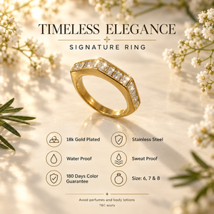 Rings Dual-Tone Polished White Stone Contemporary Cocktail Ring