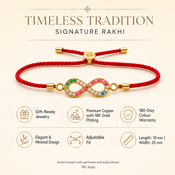 Rakhi Stone-Studded Infinity Motif Charm Design Rakhi