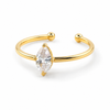 Anti tranish Gold plated Single Solatire Oval stone Rings for adults - 1PC